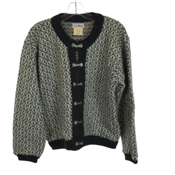 Womens Size Medium LL Bean Norwegian Wool Blend Cardigan Knit Sweater - Picture 1 of 4